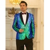 image:imageCOOFANDY Mens Shiny Sequin Blazer Tuxedo Party Dinner Prom One Button Suit JacketBlue Green