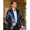 image:imageCOOFANDY Mens Shiny Sequin Blazer Tuxedo Party Dinner Prom One Button Suit JacketMulticolorednavy Blue
