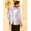 image:imageCOOFANDY Mens Shiny Sequin Blazer Tuxedo Party Dinner Prom One Button Suit JacketPink