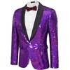 image:imageCOOFANDY Mens Shiny Sequin Blazer Tuxedo Party Dinner Prom One Button Suit JacketPurple
