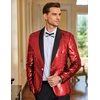 image:imageCOOFANDY Mens Shiny Sequin Blazer Tuxedo Party Dinner Prom One Button Suit JacketRed