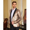 image:imageCOOFANDY Mens Shiny Sequin Blazer Tuxedo Party Dinner Prom One Button Suit JacketRose Golden