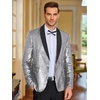 image:imageCOOFANDY Mens Shiny Sequin Blazer Tuxedo Party Dinner Prom One Button Suit JacketSilver