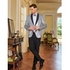 image:imageCOOFANDY Mens Shiny Sequin Blazer Tuxedo Party Dinner Prom One Button Suit JacketSilver