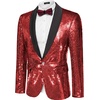 image:imageCOOFANDY Mens Shiny Sequin Blazer Tuxedo Party Dinner Prom One Button Suit JacketWine Red