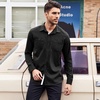image:imageCOOFANDY Mens Shirt Slim Fit Dress Solid Button Down Work Business with Pockets 01Black Large Long Sleeve