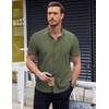 image:imageCOOFANDY Mens Short Sleeve Button Down Shirts Wrinkle Free Dress Shirts Casual Polka Dot Print Shirt with PocketArmy Green
