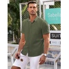 image:imageCOOFANDY Mens Short Sleeve Button Down Shirts Wrinkle Free Dress Shirts Casual Polka Dot Print Shirt with PocketArmy Green