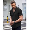 image:imageCOOFANDY Mens Short Sleeve Button Down Shirts Wrinkle Free Dress Shirts Casual Polka Dot Print Shirt with PocketBlack