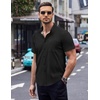 image:imageCOOFANDY Mens Short Sleeve Button Down Shirts Wrinkle Free Dress Shirts Casual Polka Dot Print Shirt with PocketBlack