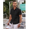 image:imageCOOFANDY Mens Short Sleeve Button Down Shirts Wrinkle Free Dress Shirts Casual Polka Dot Print Shirt with PocketBlack Plaid