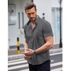 image:imageCOOFANDY Mens Short Sleeve Button Down Shirts Wrinkle Free Dress Shirts Casual Polka Dot Print Shirt with PocketBlackwindmill
