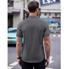 image:imageCOOFANDY Mens Short Sleeve Button Down Shirts Wrinkle Free Dress Shirts Casual Polka Dot Print Shirt with PocketBlackwindmill