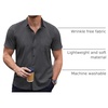 image:imageCOOFANDY Mens Short Sleeve Button Down Shirts Wrinkle Free Dress Shirts Casual Polka Dot Print Shirt with PocketBlackwindmill