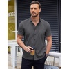 image:imageCOOFANDY Mens Short Sleeve Button Down Shirts Wrinkle Free Dress Shirts Casual Polka Dot Print Shirt with PocketBlackwindmill