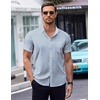 image:imageCOOFANDY Mens Short Sleeve Button Down Shirts Wrinkle Free Dress Shirts Casual Polka Dot Print Shirt with PocketBlue Combo