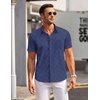 image:imageCOOFANDY Mens Short Sleeve Button Down Shirts Wrinkle Free Dress Shirts Casual Polka Dot Print Shirt with PocketBlue Plaidsquare
