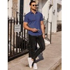 image:imageCOOFANDY Mens Short Sleeve Button Down Shirts Wrinkle Free Dress Shirts Casual Polka Dot Print Shirt with PocketBlue Plaidsquare