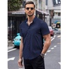 image:imageCOOFANDY Mens Short Sleeve Button Down Shirts Wrinkle Free Dress Shirts Casual Polka Dot Print Shirt with PocketBluerhombic