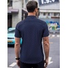image:imageCOOFANDY Mens Short Sleeve Button Down Shirts Wrinkle Free Dress Shirts Casual Polka Dot Print Shirt with PocketBluerhombic