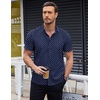 image:imageCOOFANDY Mens Short Sleeve Button Down Shirts Wrinkle Free Dress Shirts Casual Polka Dot Print Shirt with PocketBluerhombic