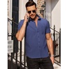 image:imageCOOFANDY Mens Short Sleeve Button Down Shirts Wrinkle Free Dress Shirts Casual Polka Dot Print Shirt with PocketBluesquare