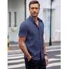 image:imageCOOFANDY Mens Short Sleeve Button Down Shirts Wrinkle Free Dress Shirts Casual Polka Dot Print Shirt with PocketBluesquare