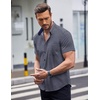 image:imageCOOFANDY Mens Short Sleeve Button Down Shirts Wrinkle Free Dress Shirts Casual Polka Dot Print Shirt with PocketBluewindmill