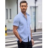 image:imageCOOFANDY Mens Short Sleeve Button Down Shirts Wrinkle Free Dress Shirts Casual Polka Dot Print Shirt with PocketClear Blue