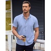 image:imageCOOFANDY Mens Short Sleeve Button Down Shirts Wrinkle Free Dress Shirts Casual Polka Dot Print Shirt with PocketClear Blue
