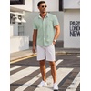 image:imageCOOFANDY Mens Short Sleeve Button Down Shirts Wrinkle Free Dress Shirts Casual Polka Dot Print Shirt with PocketGreen