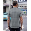 image:imageCOOFANDY Mens Short Sleeve Button Down Shirts Wrinkle Free Dress Shirts Casual Polka Dot Print Shirt with PocketGrey Plaid