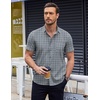 image:imageCOOFANDY Mens Short Sleeve Button Down Shirts Wrinkle Free Dress Shirts Casual Polka Dot Print Shirt with PocketGrey Plaid