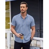 image:imageCOOFANDY Mens Short Sleeve Button Down Shirts Wrinkle Free Dress Shirts Casual Polka Dot Print Shirt with PocketLight Bluewindmill