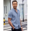 image:imageCOOFANDY Mens Short Sleeve Button Down Shirts Wrinkle Free Dress Shirts Casual Polka Dot Print Shirt with PocketLight Bluewindmill