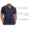 image:imageCOOFANDY Mens Short Sleeve Button Down Shirts Wrinkle Free Dress Shirts Casual Polka Dot Print Shirt with PocketNavy Blue