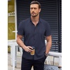 image:imageCOOFANDY Mens Short Sleeve Button Down Shirts Wrinkle Free Dress Shirts Casual Polka Dot Print Shirt with PocketNavy Blue