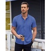 image:imageCOOFANDY Mens Short Sleeve Button Down Shirts Wrinkle Free Dress Shirts Casual Polka Dot Print Shirt with PocketNavytriangle