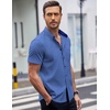 image:imageCOOFANDY Mens Short Sleeve Button Down Shirts Wrinkle Free Dress Shirts Casual Polka Dot Print Shirt with PocketNavytriangle