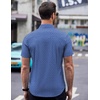 image:imageCOOFANDY Mens Short Sleeve Button Down Shirts Wrinkle Free Dress Shirts Casual Polka Dot Print Shirt with PocketNavytriangle