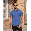 image:imageCOOFANDY Mens Short Sleeve Button Down Shirts Wrinkle Free Dress Shirts Casual Polka Dot Print Shirt with PocketNavytriangle