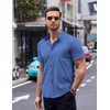 image:imageCOOFANDY Mens Short Sleeve Button Down Shirts Wrinkle Free Dress Shirts Casual Polka Dot Print Shirt with PocketNavytriangle