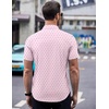 image:imageCOOFANDY Mens Short Sleeve Button Down Shirts Wrinkle Free Dress Shirts Casual Polka Dot Print Shirt with PocketPink