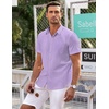 image:imageCOOFANDY Mens Short Sleeve Button Down Shirts Wrinkle Free Dress Shirts Casual Polka Dot Print Shirt with PocketPurple
