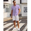 image:imageCOOFANDY Mens Short Sleeve Button Down Shirts Wrinkle Free Dress Shirts Casual Polka Dot Print Shirt with PocketPurple