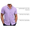 image:imageCOOFANDY Mens Short Sleeve Button Down Shirts Wrinkle Free Dress Shirts Casual Polka Dot Print Shirt with PocketPurple