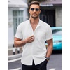 image:imageCOOFANDY Mens Short Sleeve Button Down Shirts Wrinkle Free Dress Shirts Casual Polka Dot Print Shirt with PocketWhite