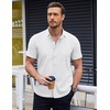 image:imageCOOFANDY Mens Short Sleeve Button Down Shirts Wrinkle Free Dress Shirts Casual Polka Dot Print Shirt with PocketWhite