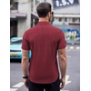 image:imageCOOFANDY Mens Short Sleeve Button Down Shirts Wrinkle Free Dress Shirts Casual Polka Dot Print Shirt with PocketWine Red