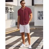 image:imageCOOFANDY Mens Short Sleeve Button Down Shirts Wrinkle Free Dress Shirts Casual Polka Dot Print Shirt with PocketWine Red